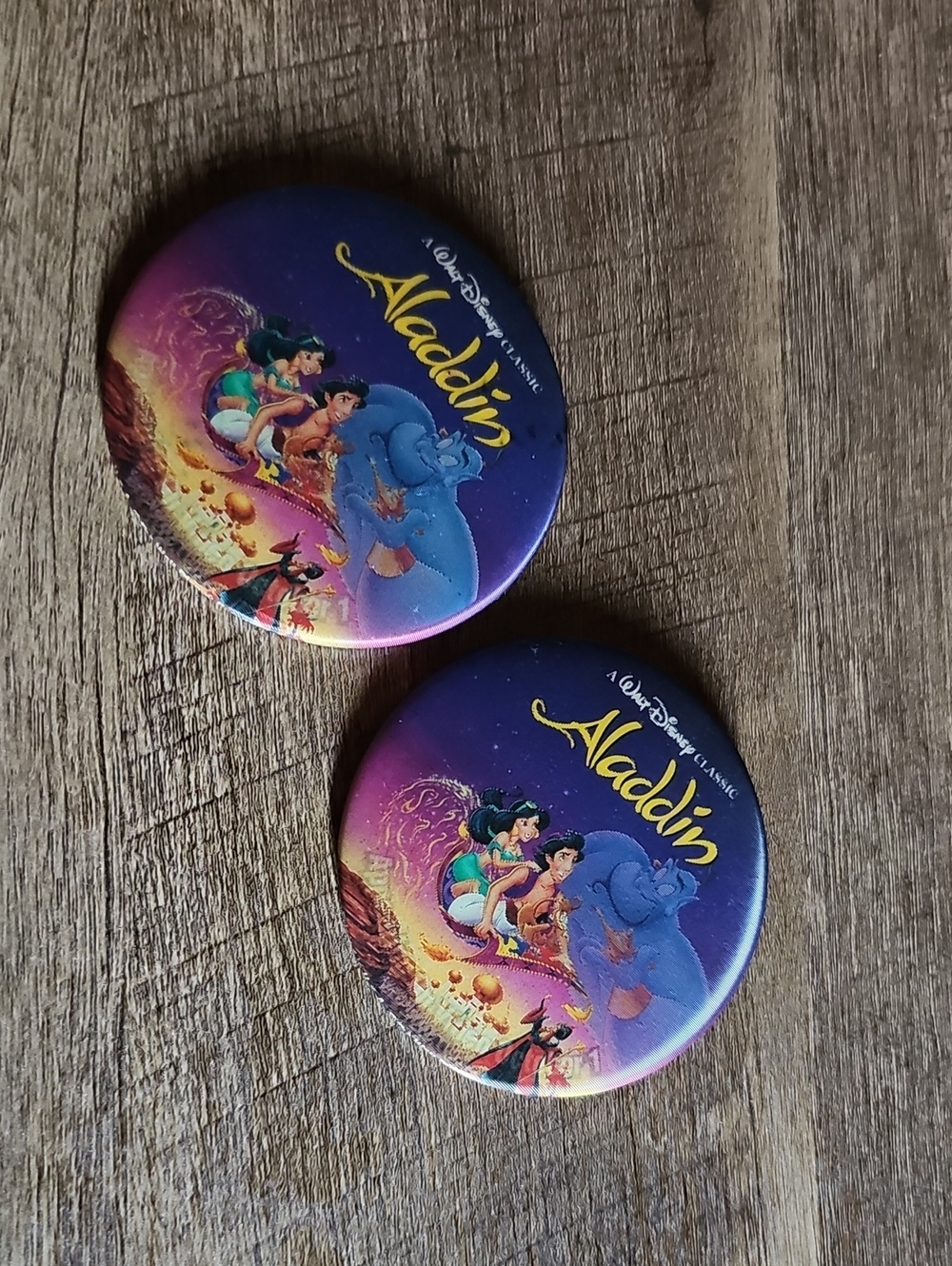 VTG  Disney Aladdin Lenticular 3" Pinback Button  Video Store Promo